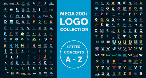 Mega company logo collection vector