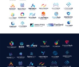 Modern tech logo collection vector
