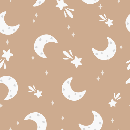 Moon and stars cartoon background pattern vector