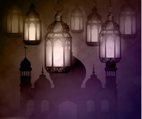 Mosque and lantern background vector