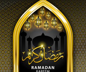 Mosque background Islamic holiday card vector