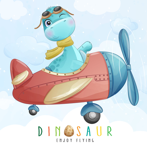 Naughty dinosaur pilot vector