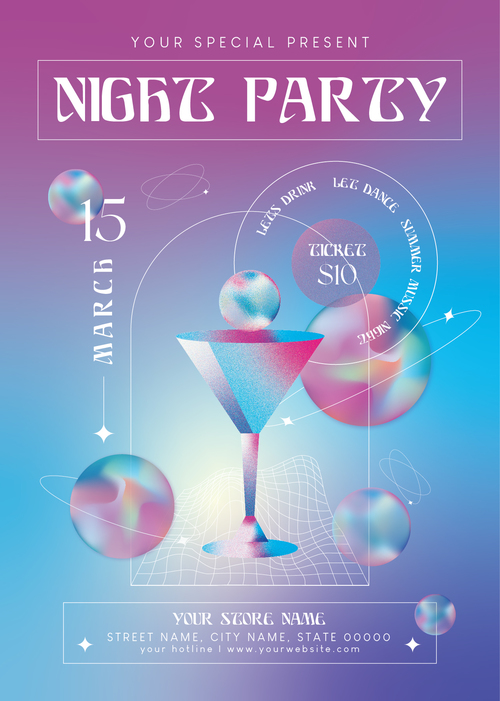 Night party flyer vector