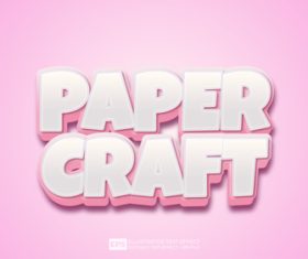 Paper craft text effect font vector