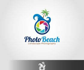 Photo beach logo vector