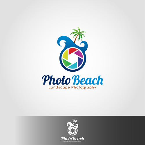 Photo beach logo vector