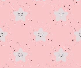 Pink background smiling star seamless pattern vector