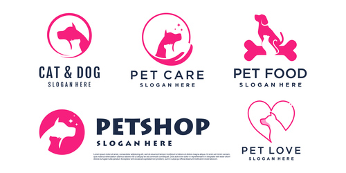 Pink pet shop logo vector
