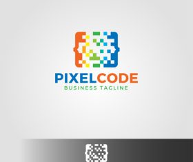 Pixel code logo vector