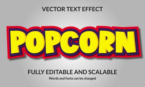 Popcorn editable 3d text style effect vector