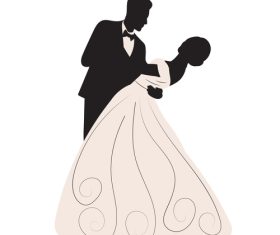 Pose wedding photo silhouette vector