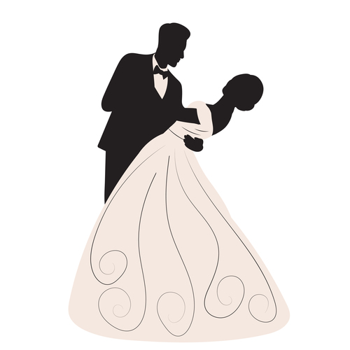 Pose wedding photo silhouette vector
