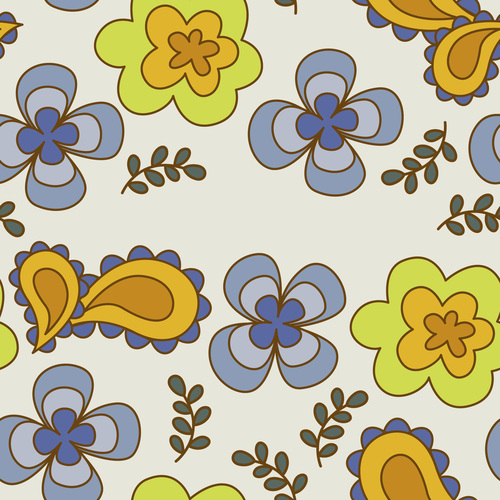 Psychedelic retro floral seamless pattern vector