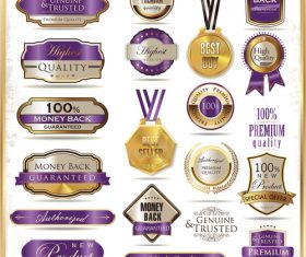 Purple and gold labels vector