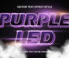 Purple led neon light font vector