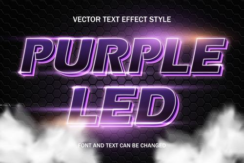 Purple led neon light font vector