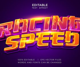 Racing speed editable text effect vector