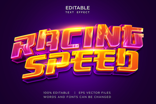 Racing speed editable text effect vector