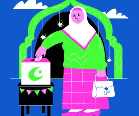 Ramadan activity cartoon illustration vector