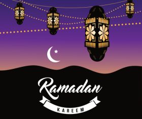 Ramadan lanterns lights vector