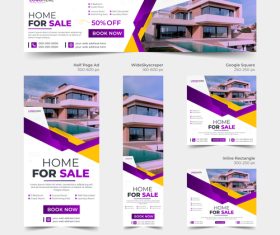 Real estate house for sale web ads vector