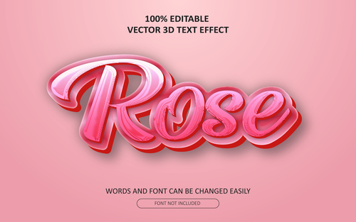 Rose 3d text effect font vector