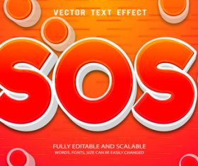 SOS text editable effect font vector