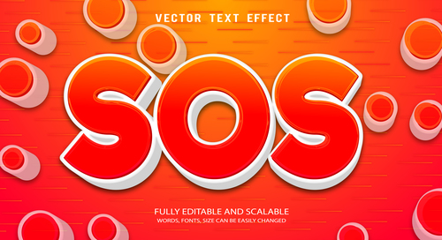 SOS text editable effect font vector