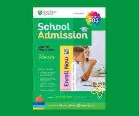 School admission poster flyer vector