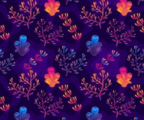 Seagrass and coral seamless background pattern vector