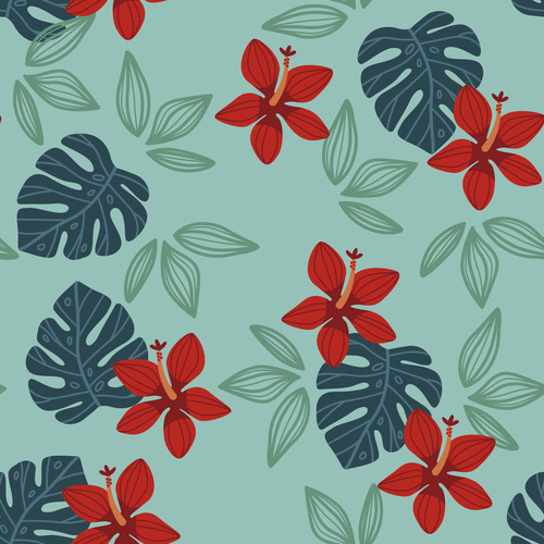 Seamless pattern tropical plants vector
