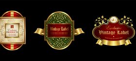 Set of vintage gold labels vector