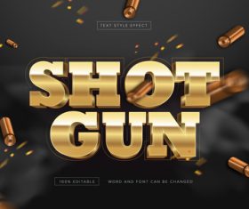 Shot gun 3d text effect vector