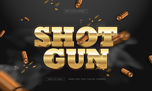 Shot gun 3d text effect vector