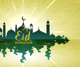 Silhouette mosque background vector