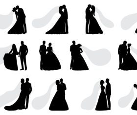 Silhouette wedding photos vector