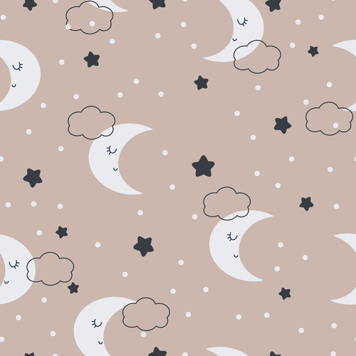 Sleeping moon seamless pattern vector