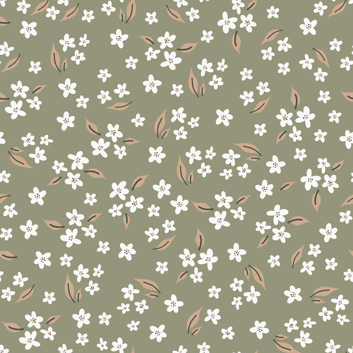 Small flowers and leaves cartoon background pattern vector