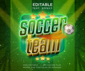 Soccer team editable text effect vector