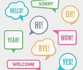 Speech bubbles with colored borders vector