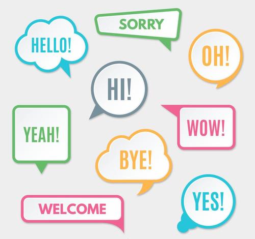 Speech bubbles with colored borders vector