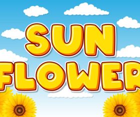 Sun flower editable text effect font style vector