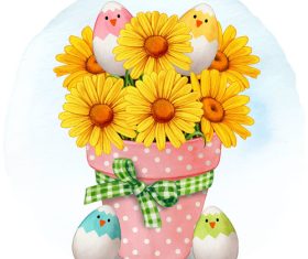 Sunflower and eggs vector