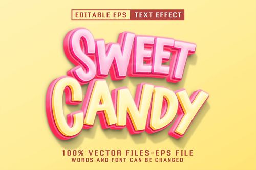 Sweet candy editable text effect font vector