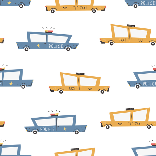 Taxi cartoon seamless pattern vector