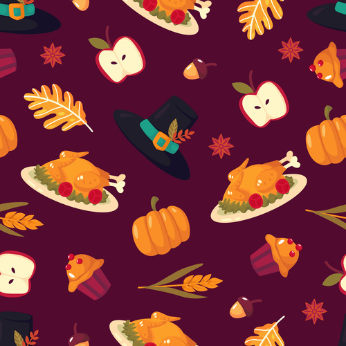 Thanksgiving celebration seamless pattern vector
