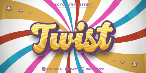 Twist text editable effect font vector
