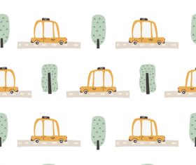 Urban taxi cartoon seamless pattern vector