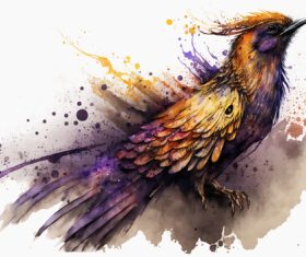 Watercolor painting bird vector