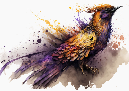 Watercolor painting bird vector